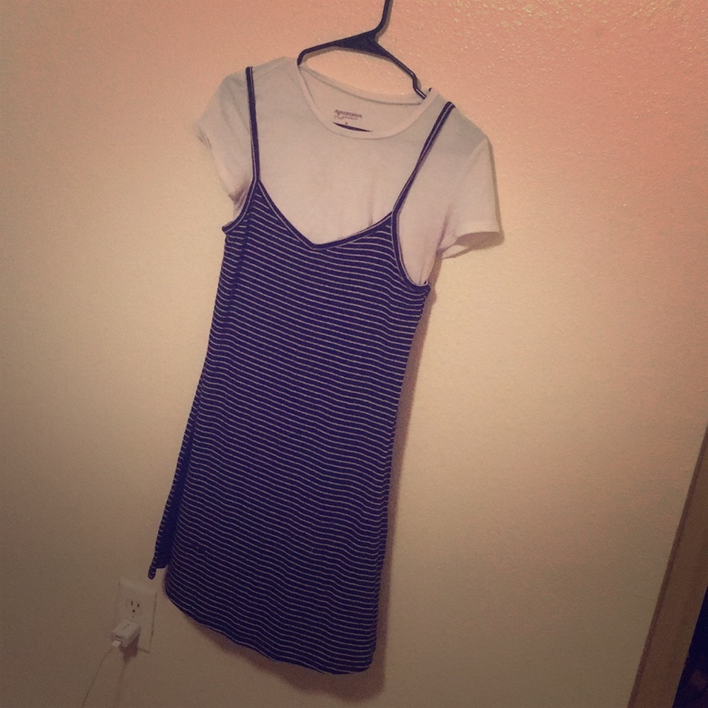 A striped black and white dress